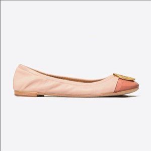 NIB 6 Tory Burch Minnie Pink Cap Toe Ballet Flats